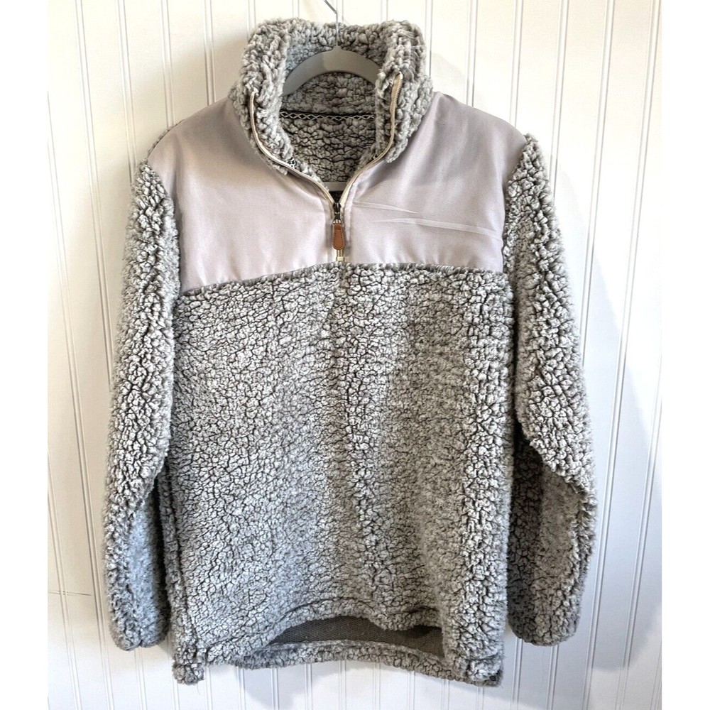 Gray Woman’s Long Sleeve 1/4 Zip‎ Pullover Sherpa Jacket Size Small/Medium